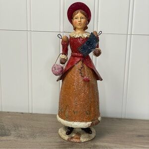 Pacific Rim Victorian Style Christmas‎ Caroler Woman Bobble Body Moveable Arms